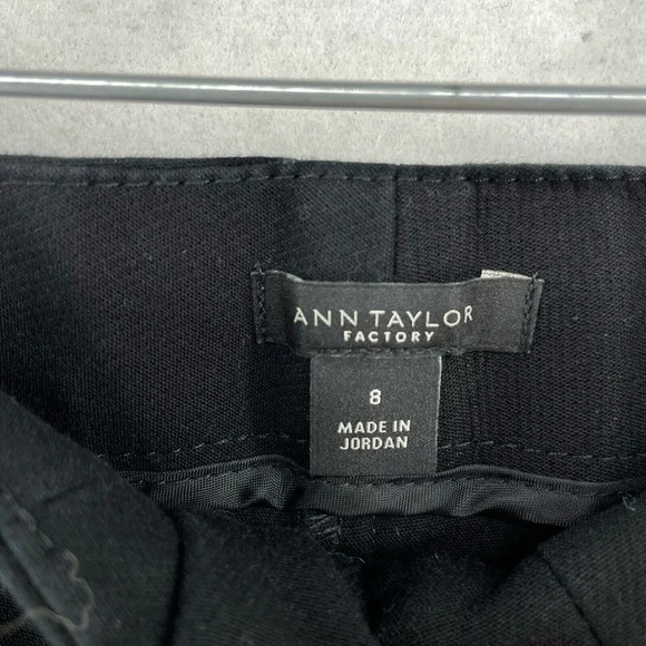 Ann Taylor Pants Women's Sz 8 Black Capri Wide Leg High-Rise Slash Pockets - Picture 9 of 10